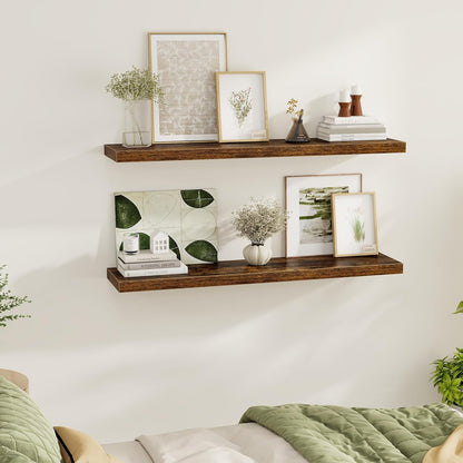 Floating Shelves Wall Shelf 48 Inch, 9.3 Inch Deep Floating Shelf, Farmhouse Black Wood Shelves