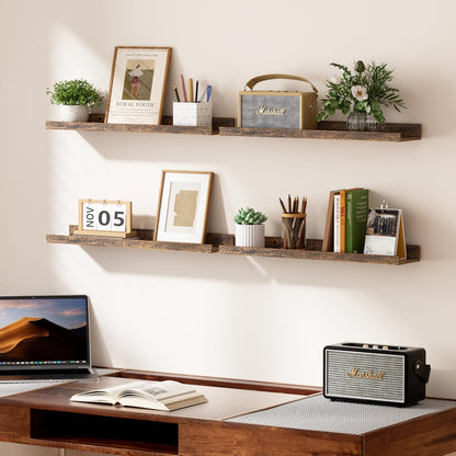 upsimples Floating Shelves for Wall, Wall Shelves for Decor Storage Set of 6, Wall Mounted Wood
