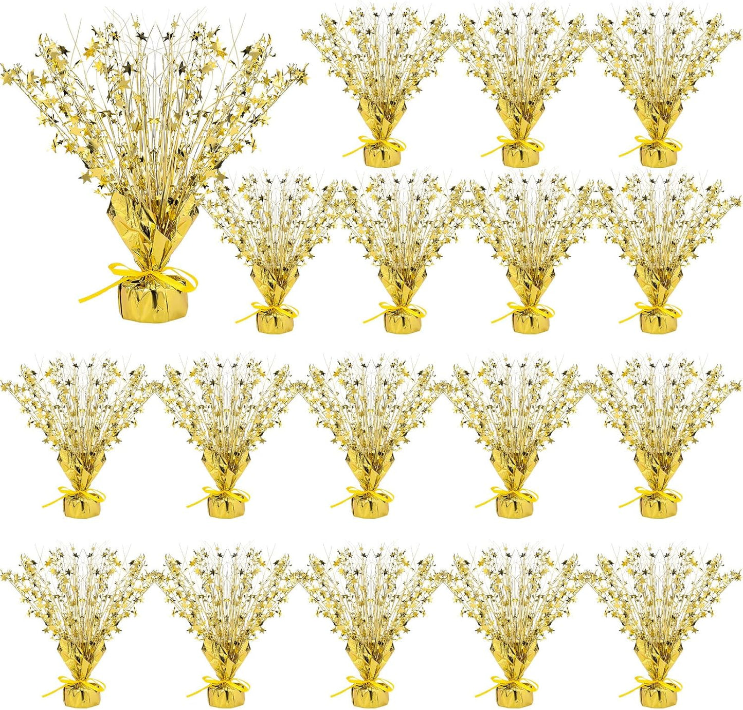 Crowye 18 Pieces Metallic Foil Spray Centerpiece Party Star Table Decoration Burst Metallic Table