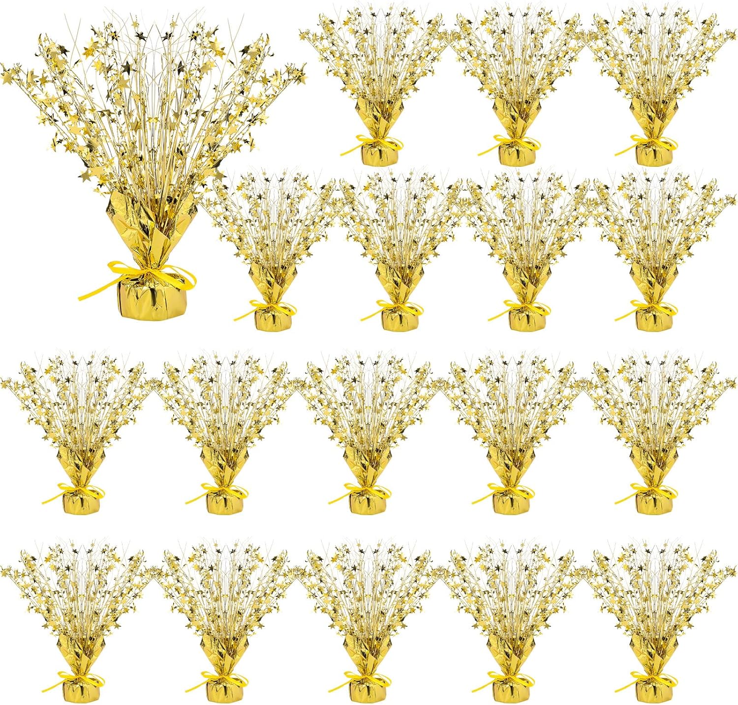 Crowye 18 Pieces Metallic Foil Spray Centerpiece Party Star Table Decoration Burst Metallic Table