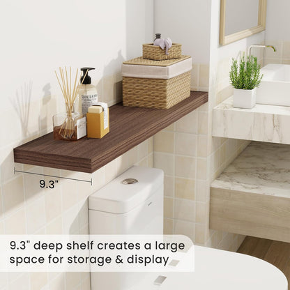Fun Memories 40" Rustic Wood Floating Shelves with Invisible Brackets for Storage & Decor, Deep