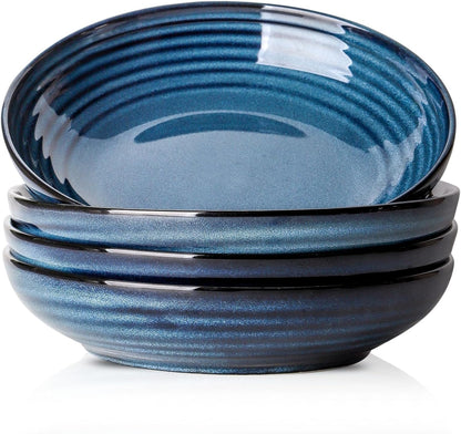 Pasta Bowls 32 OZ,Ceramic Salad Serving Bowls Set of 4,Large 8.7 inch Shallow Bowls Plates for