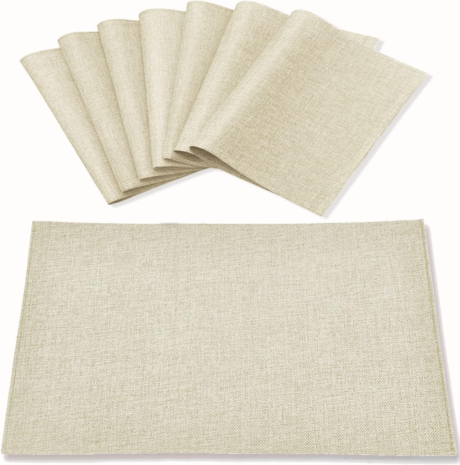 Cloth Placemats Set of 8, Linen Type Fabric Placemats Machine Washable Heat Resistant Placemats