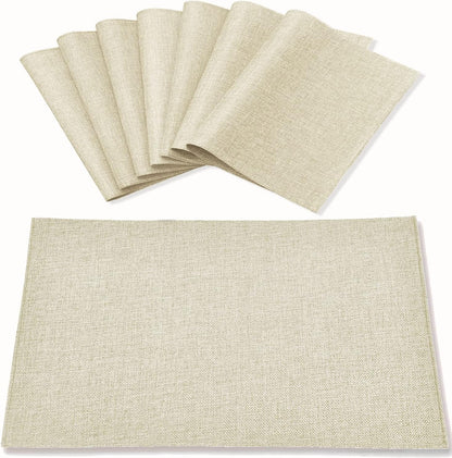 Cloth Placemats Set of 8, Linen Type Fabric Placemats Machine Washable Heat Resistant Placemats