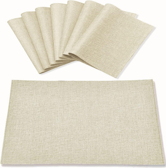 Cloth Placemats Set of 8, Linen Type Fabric Placemats Machine Washable Heat Resistant Placemats