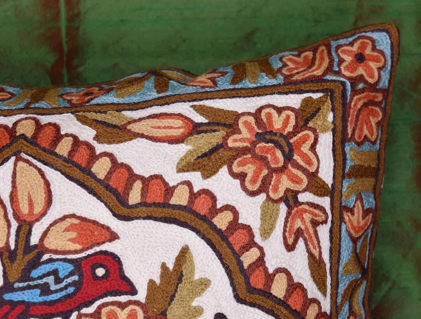 Tree of Life Pillow Cover - Gold Birds & Floral Suzani Cushions - Designer Flower Pillows - Modern