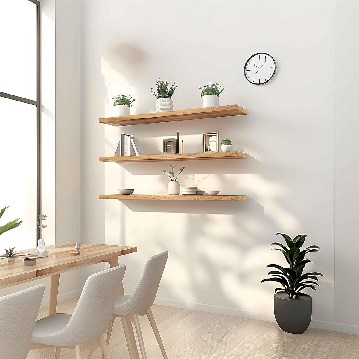 36 Inch Floating Shelves for Wall Rustic Light Wood Wall Shelves for Bedroom Set of 4