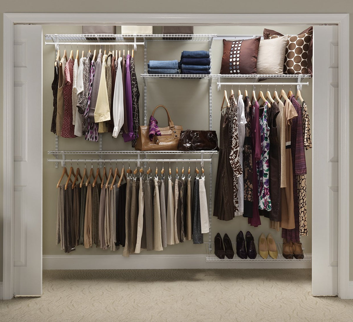 ClosetMaid ShelfTrack Wire Closet Organizer System, Adjustable from 5 to 8 Ft., with Shelves