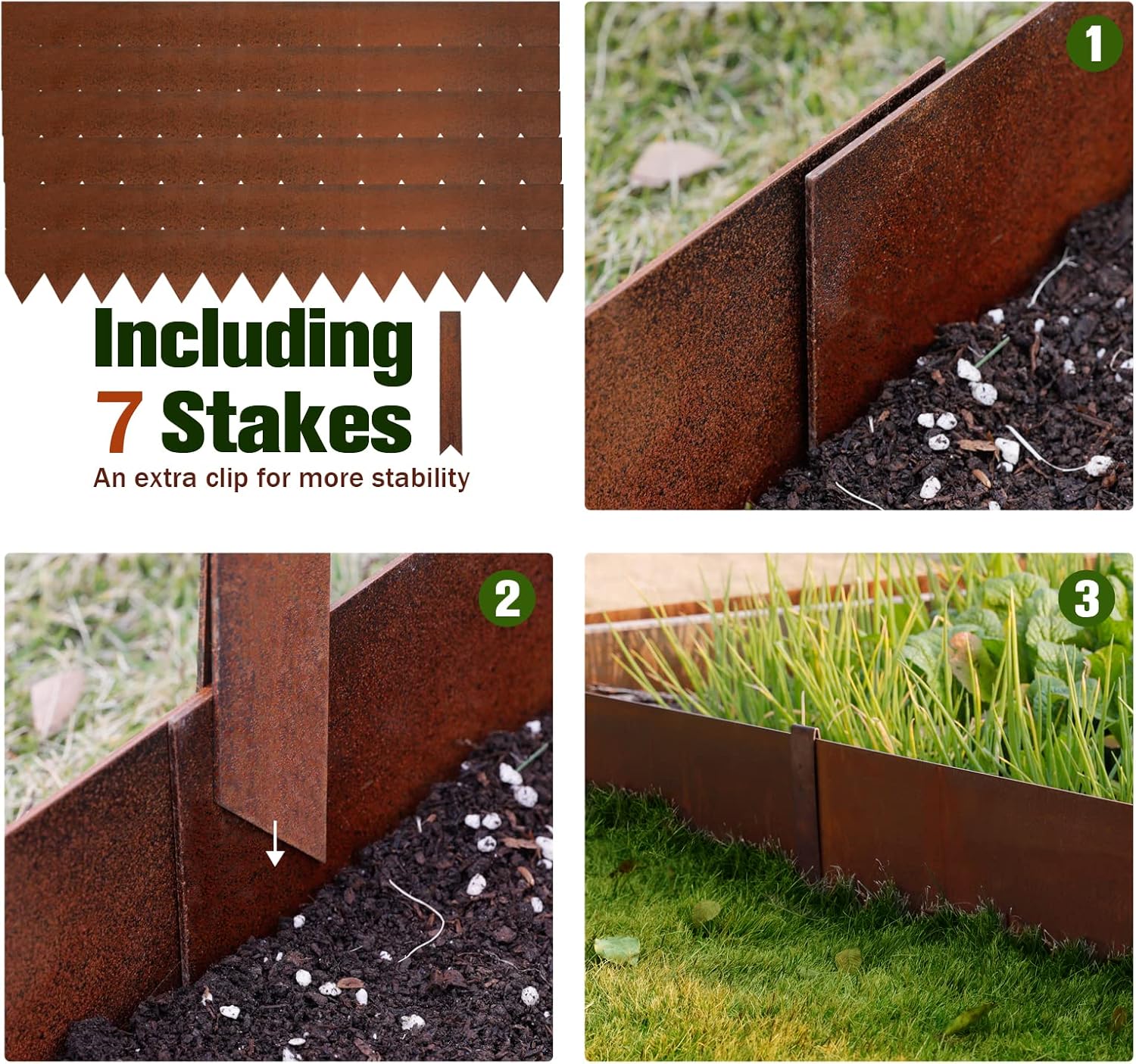 Worth Garden 6 Pack Pre-Rusted Cor-Ten Steel Landscape Edging - 40" L x 5.5" H Each (20ft Total)