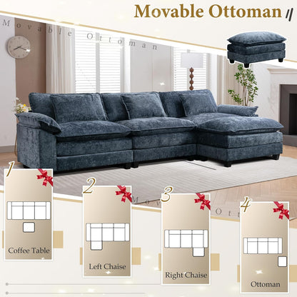 URRED Modular Sectional Sofa Comfy Cloud Couch, Modern Chenille Sofa Sleeper Deep Seat Couches with