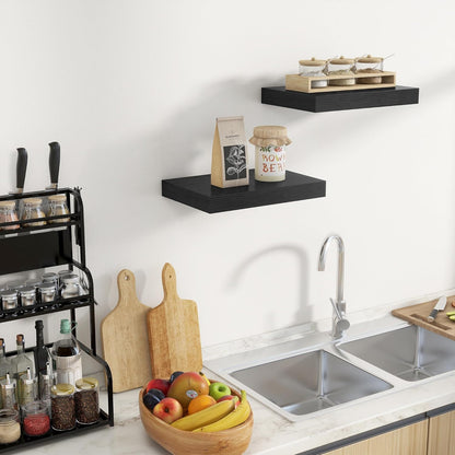 Fun Memories Black Floating Shelves for Wall - 10 x 16 Floating Shelf - Rustic Wood Storage Shelf