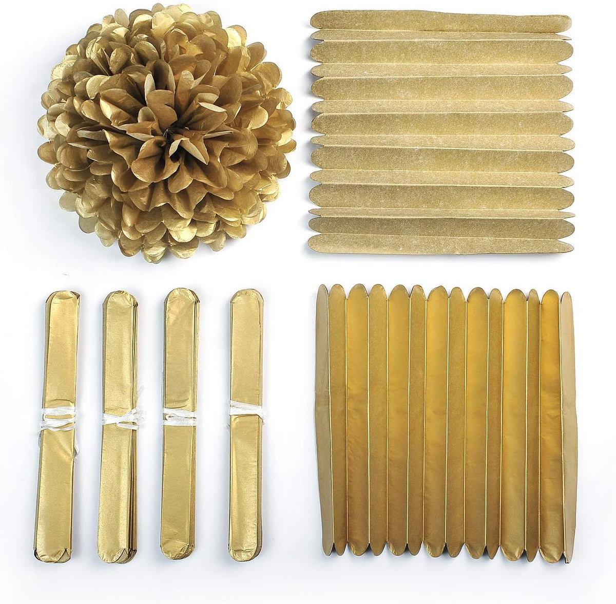 10" Gold Tissue Pom Poms DIY Tissue Paper Flowers for Birthday Wedding Baby Shower Tea Party