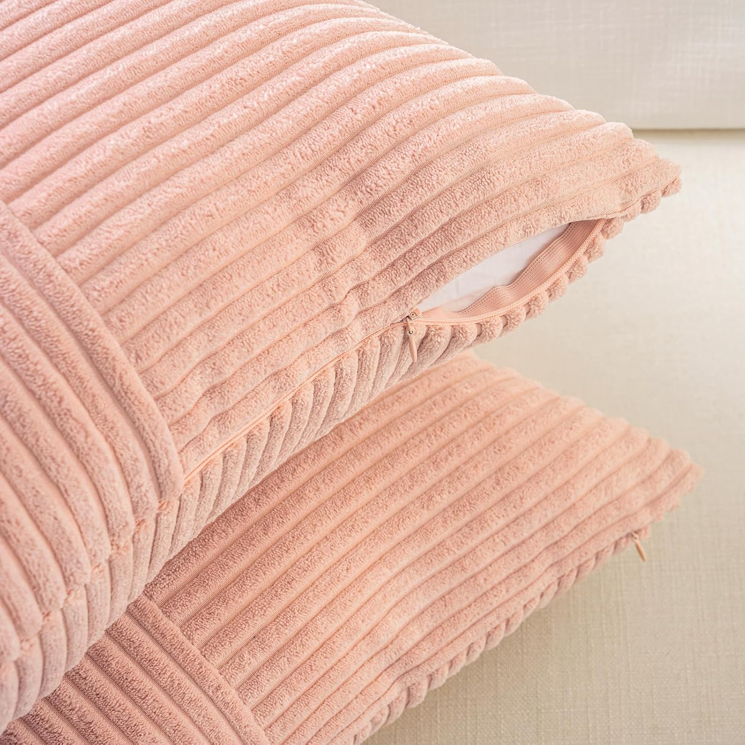 Fancy Homi 2 Packs Peach Decorative Throw Pillow Covers 20x20 Inch for Living Room Couch Bed Sofa