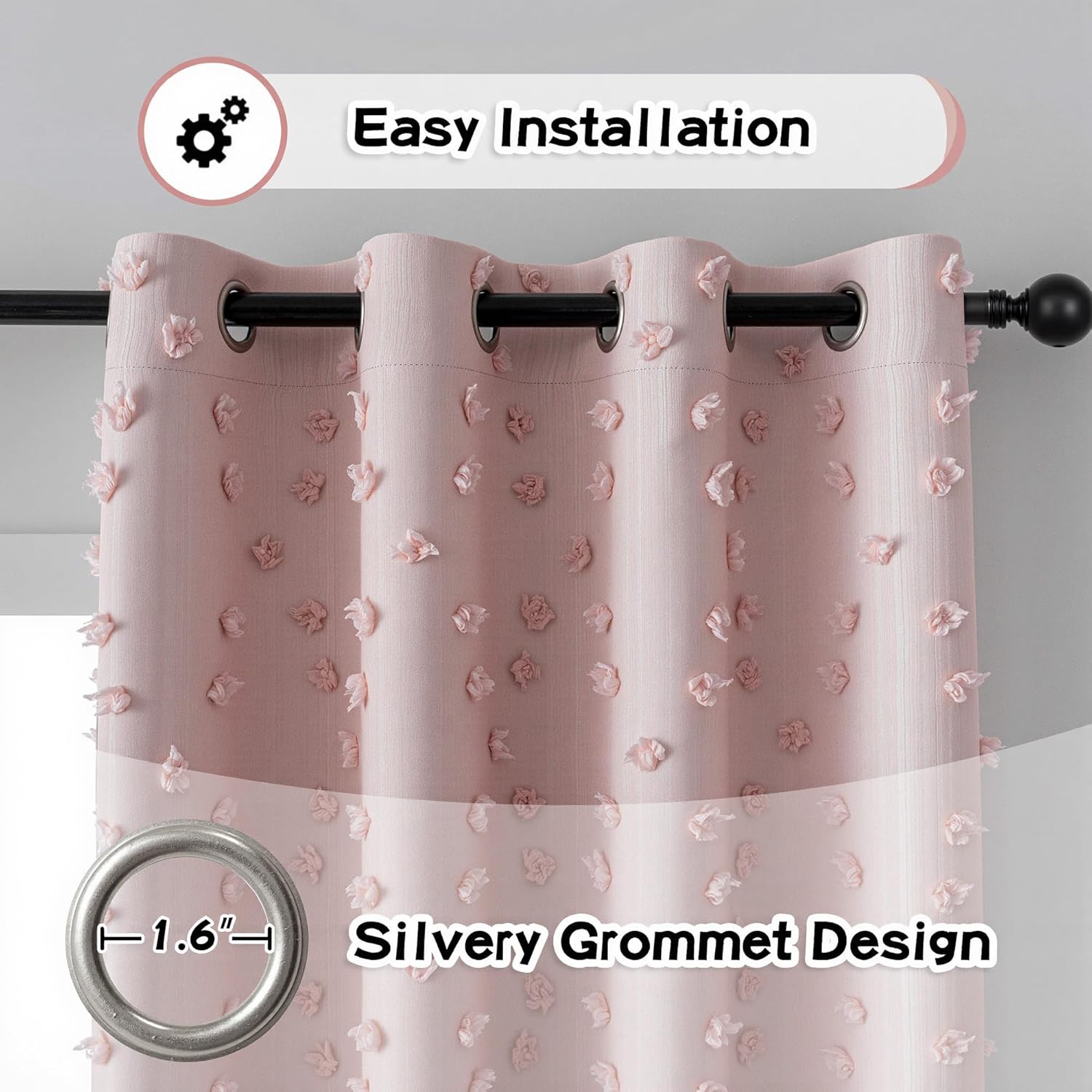 MYSKY HOME 100% Blackout Curtains for Girls Bedroom 95 Inch Long Total Room Darkening Curtain for