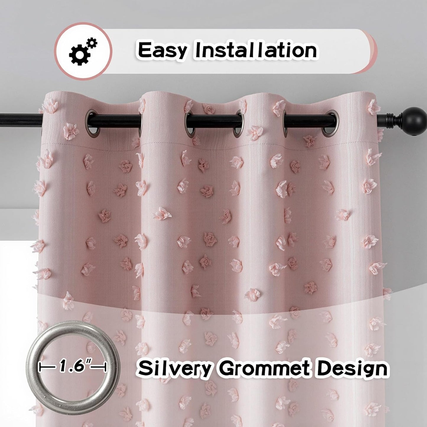 MYSKY HOME 100% Blackout Curtains for Girls Bedroom 90 Inch Long Total Room Darkening Curtain for