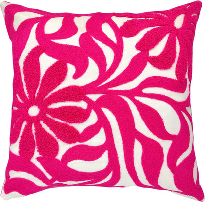 Alysheer Farmhouse Floral Leaves Embroidered Decorative Throw Pillow Cover 18x18 inches, Boho