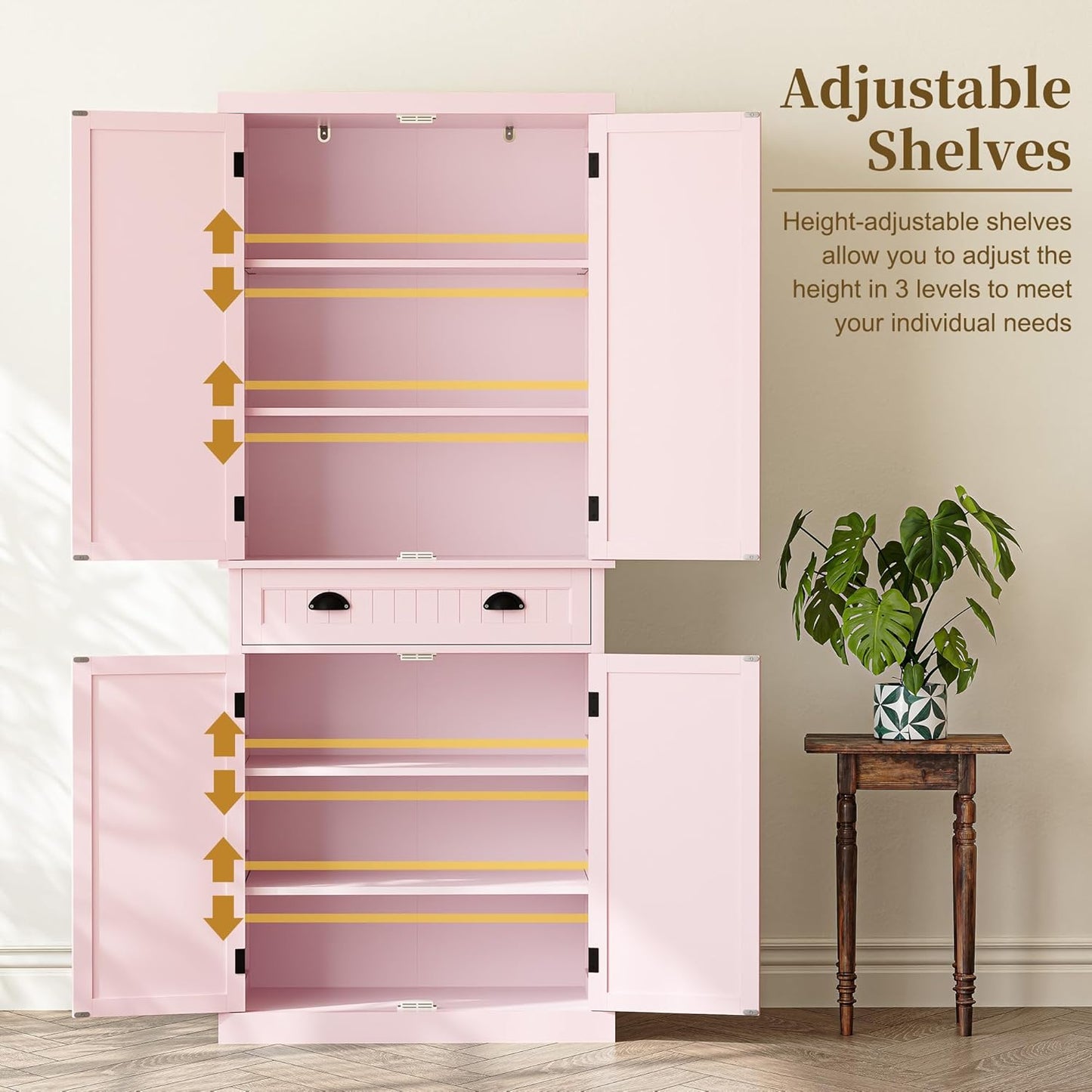 ARTPOWER 72" Tall Kitchen Pantry Storage Cabinet with Drawer and Adjustable Shelves, Pantry Cabinet
