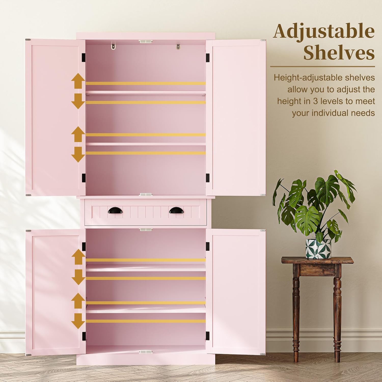 ARTPOWER 72" Tall Kitchen Pantry Storage Cabinet with Drawer and Adjustable Shelves, Pantry Cabinet