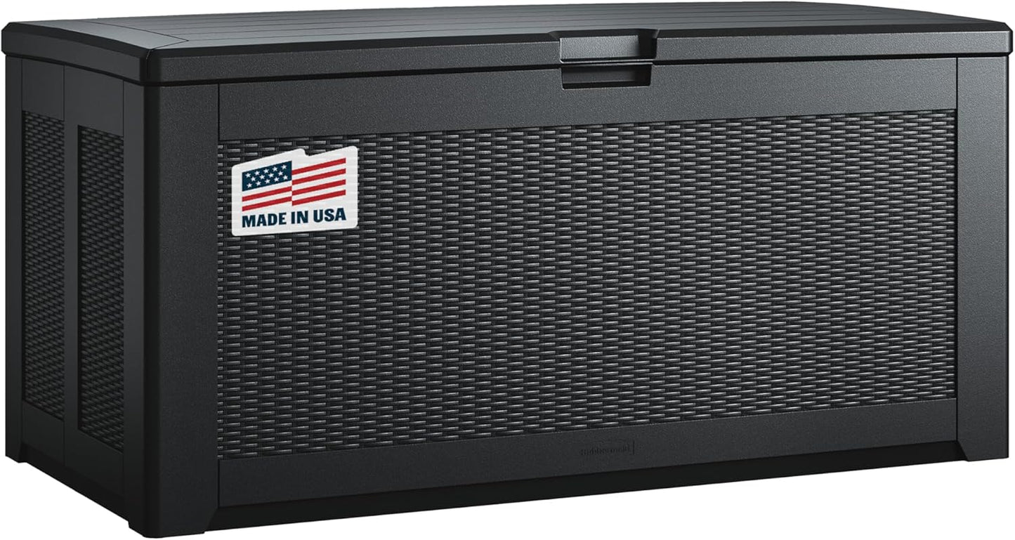 Rubbermaid Extra Large Resin Outdoor Storage Deck Box (134 Gal), Weather Resistant, Black, Deck