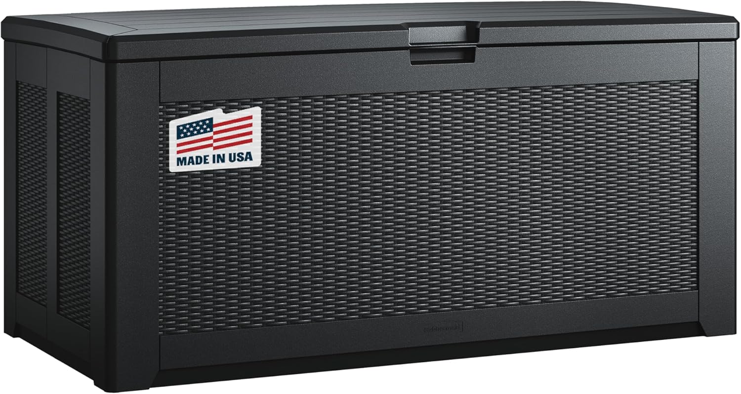 Rubbermaid Extra Large Resin Outdoor Storage Deck Box (134 Gal), Weather Resistant, Black, Deck