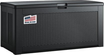 Rubbermaid Extra Large Resin Outdoor Storage Deck Box (134 Gal), Weather Resistant, Black, Deck