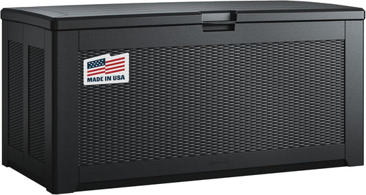 Rubbermaid Extra Large Resin Outdoor Storage Deck Box (134 Gal), Weather Resistant, Black, Deck