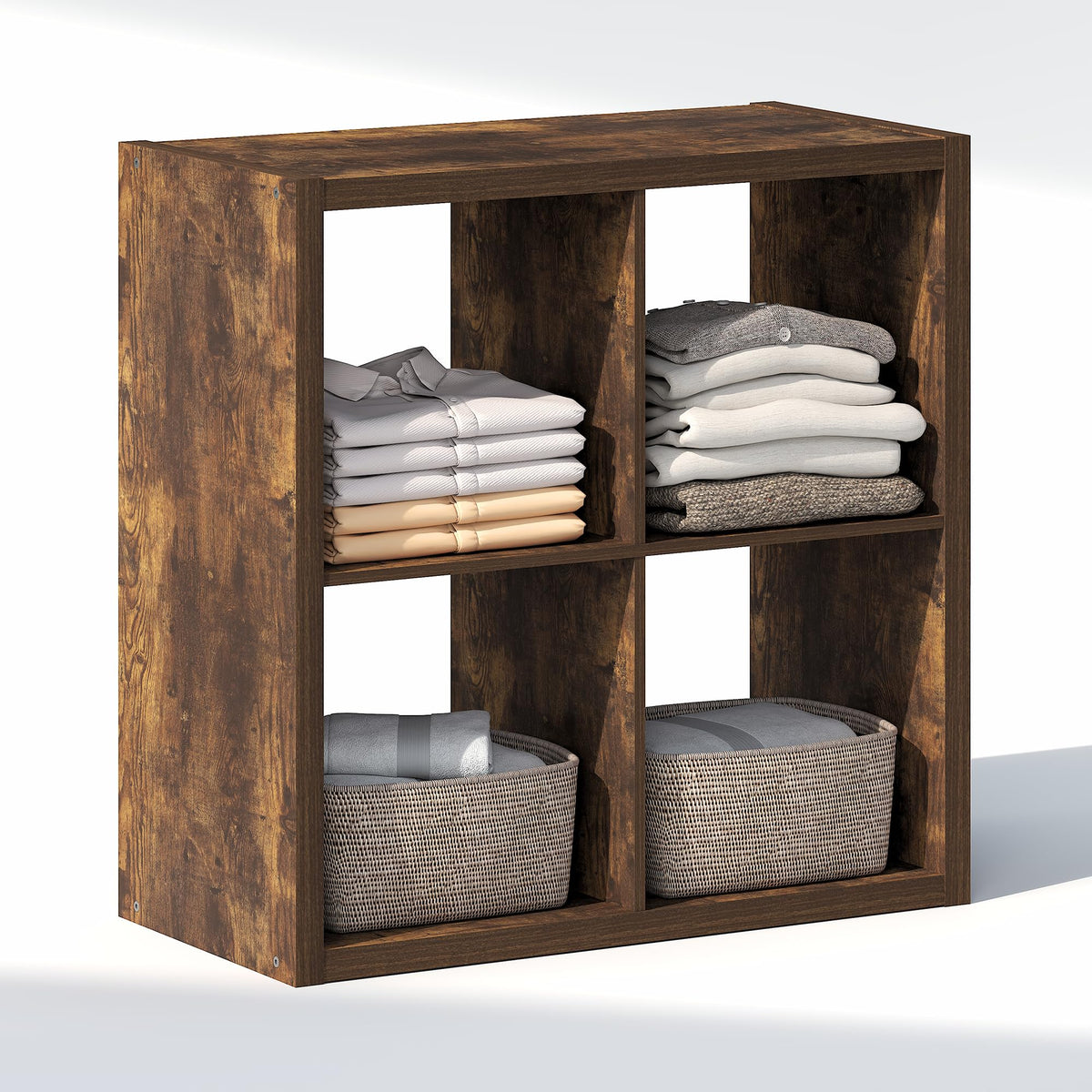 Furinno Cubic Extra Thick 4-Cube Closet Organizers and Storage, Amber Pine