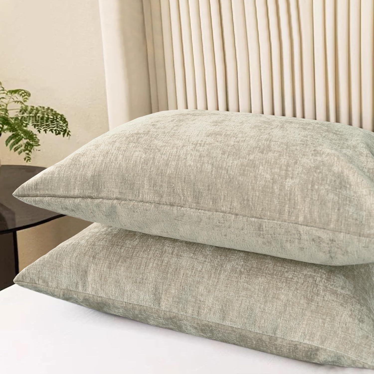 CaliTime Throw Pillow Covers Decorative 20 X 26 Inches Pack of 2 Cozy Chenille Standard Pillow
