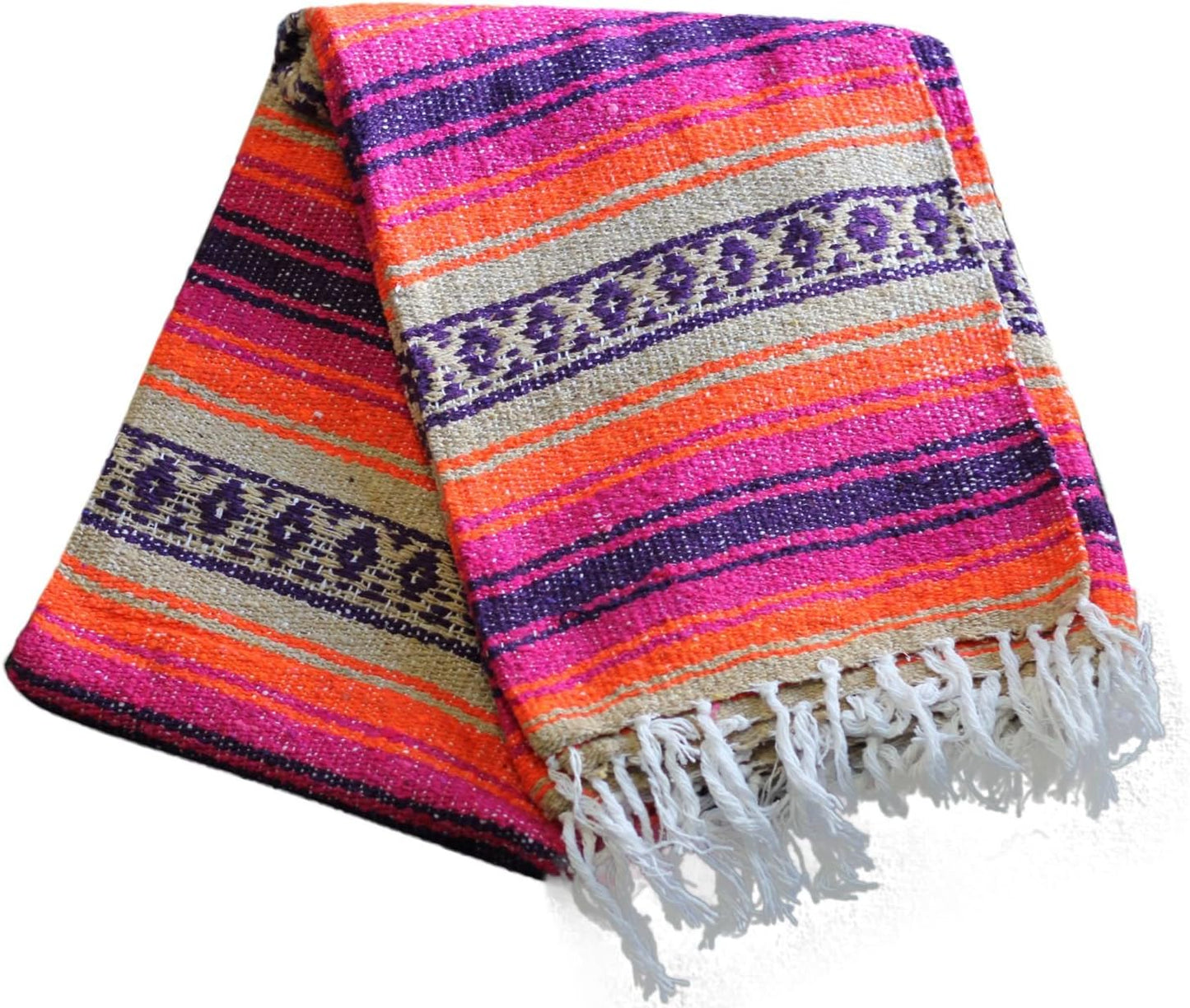 Del Mex Classic Mexican Blanket, Large Authentic Woven Falsa Throw (70"x50"), Artisan Southwest
