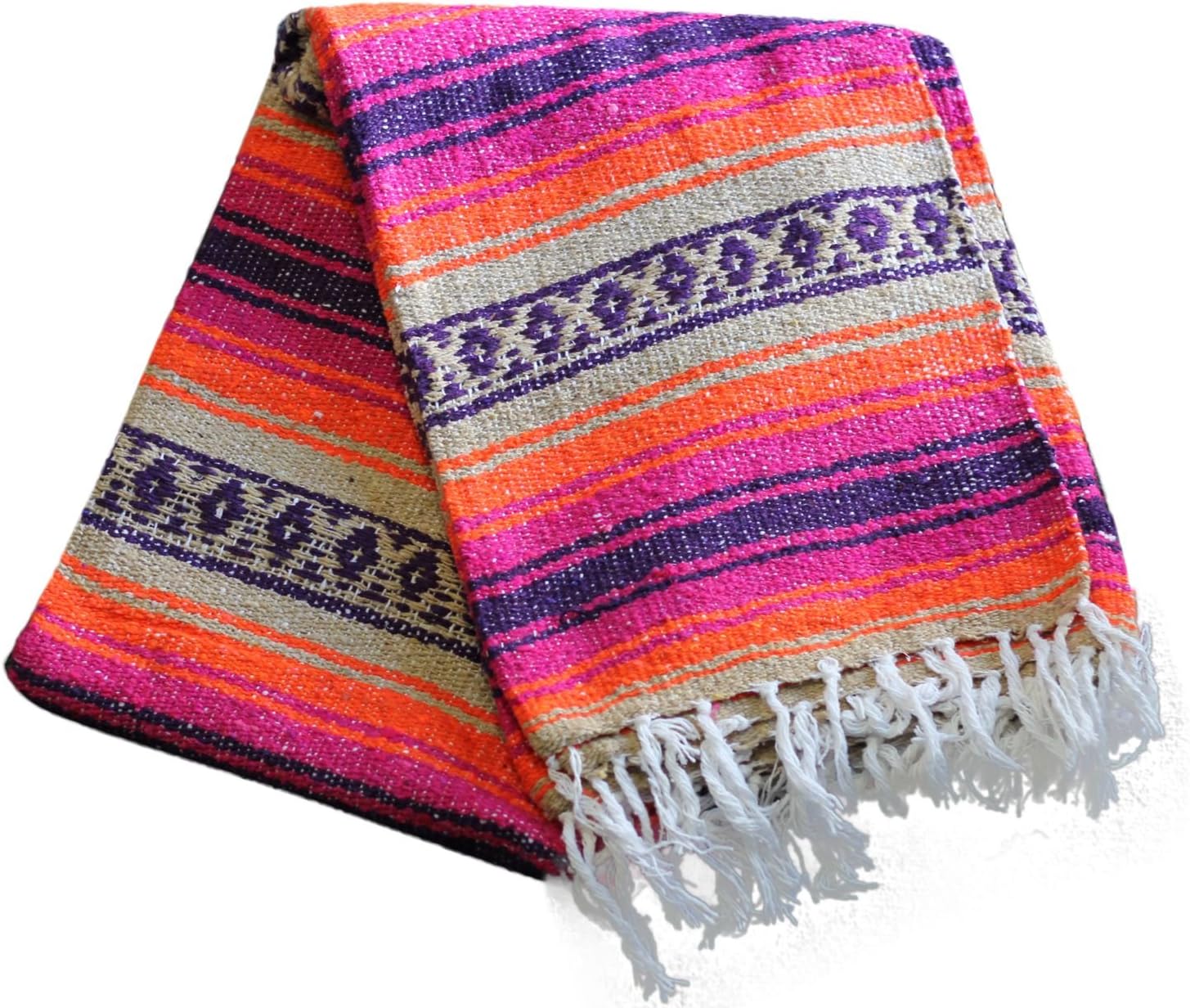 Del Mex Classic Mexican Blanket, Large Authentic Woven Falsa Throw (70"x50"), Artisan Southwest