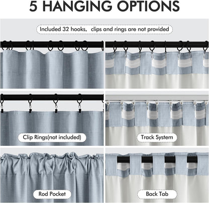 MIULEE 100% Blackout Curtains 102 Inch Long 2 Panels Set for Bedroom, Thick Faux Linen Black Out