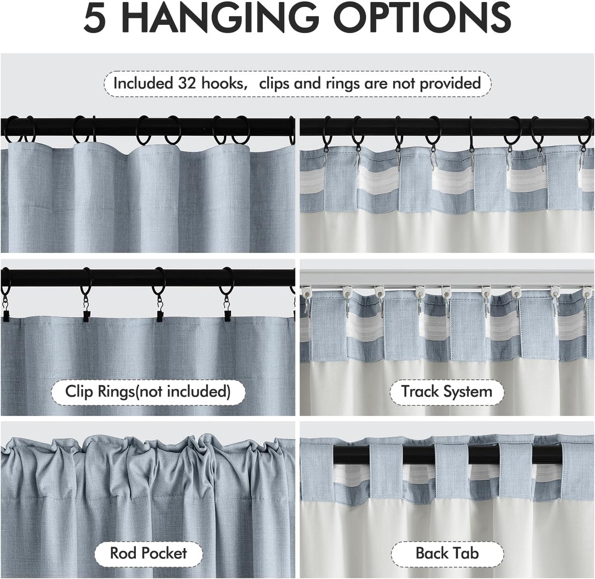 MIULEE 100% Blackout Curtains 96 Inch Long 2 Panels Set for Bedroom, Thick Faux Linen Black Out