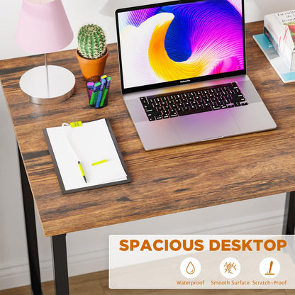 PayLessHere | 32 Inch Computer Desk | Brown | Office Desk with Metal Frame, Adjustable Feet |