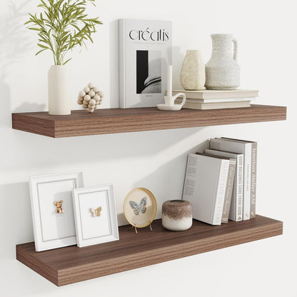 Fun Memories Floating Shelves for Wall, 30 Inch Rustic Wood Wall Mounted Shelves for Bathroom