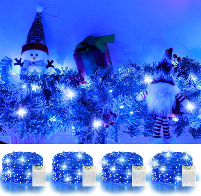 4 Pack 60LED Christmas Fairy Lights Battery Operated - 20FT Twinkle Lights with 2 Lighting Modes