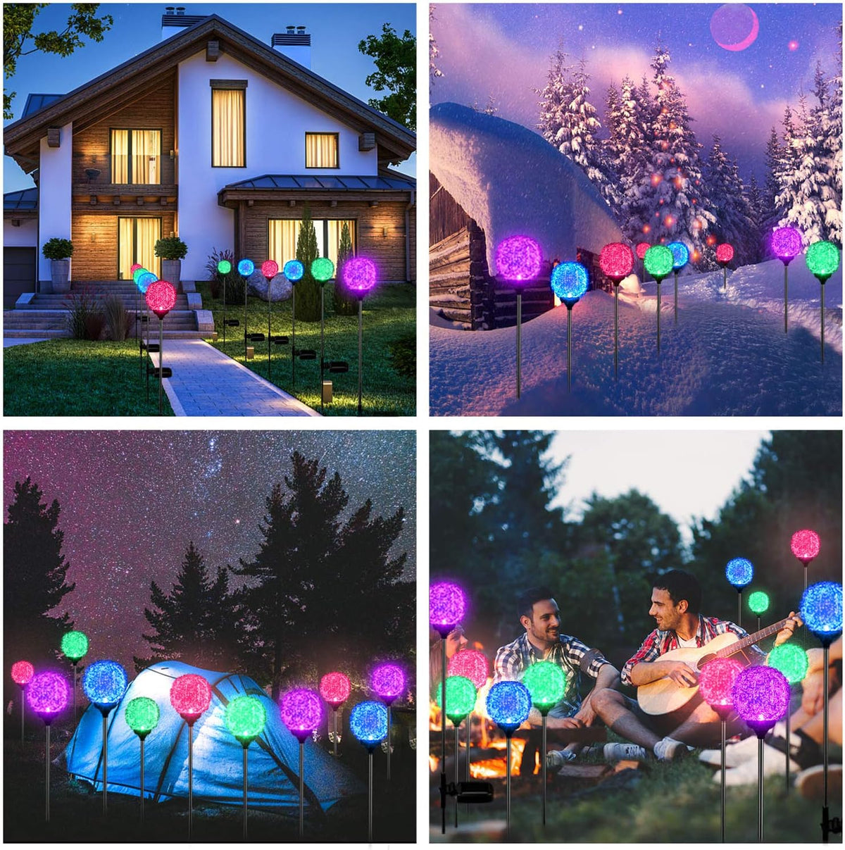 Solar Garden Lights Outdoor, Upgraded Globe Powered Garden Light, Multi-Color Changing LED Solar
