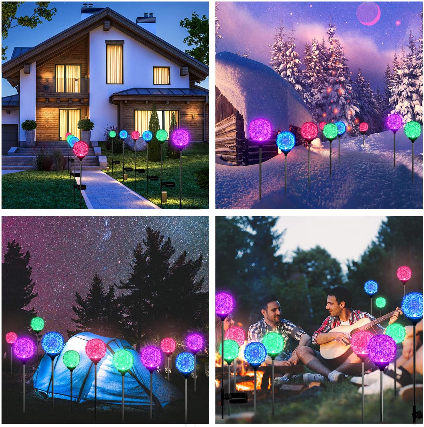 Solar Garden Lights Outdoor, Upgraded Globe Powered Garden Light, Multi-Color Changing LED Solar