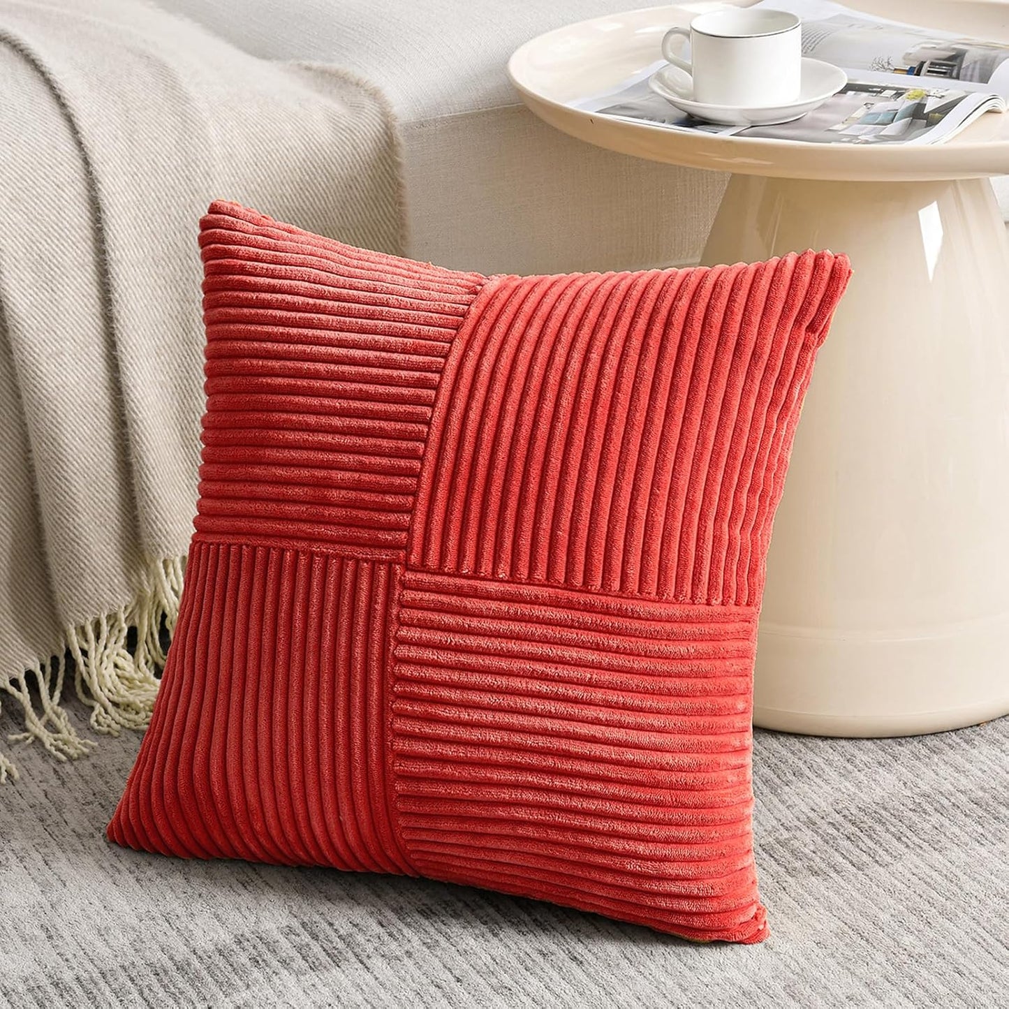 Fancy Homi 2 Packs Red Euro Decorative Throw Pillow Covers 26x26 Inch for Couch Bed Sofa, Holiday