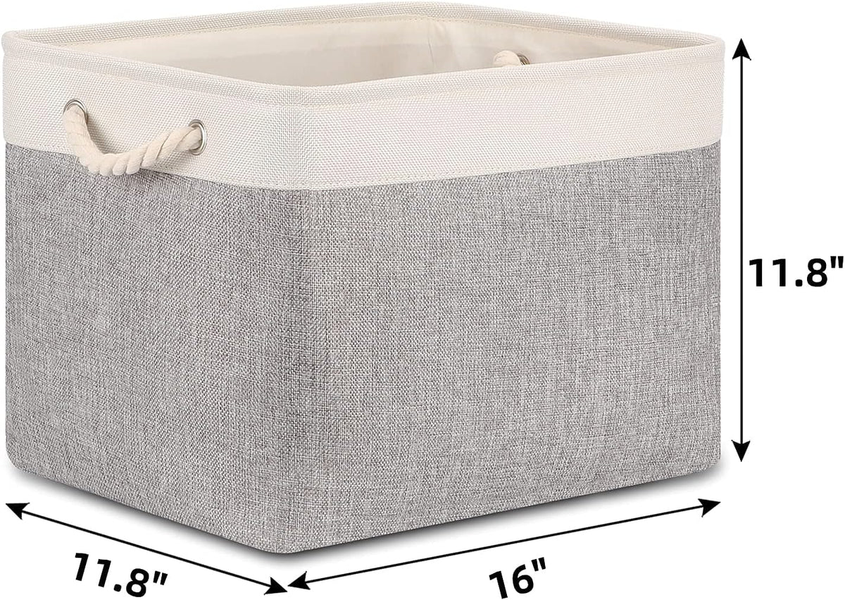 Bidtakay Storage Baskets for Organizing Large Storage Bins for Shelves 2 Pack 16x12 in Fabric