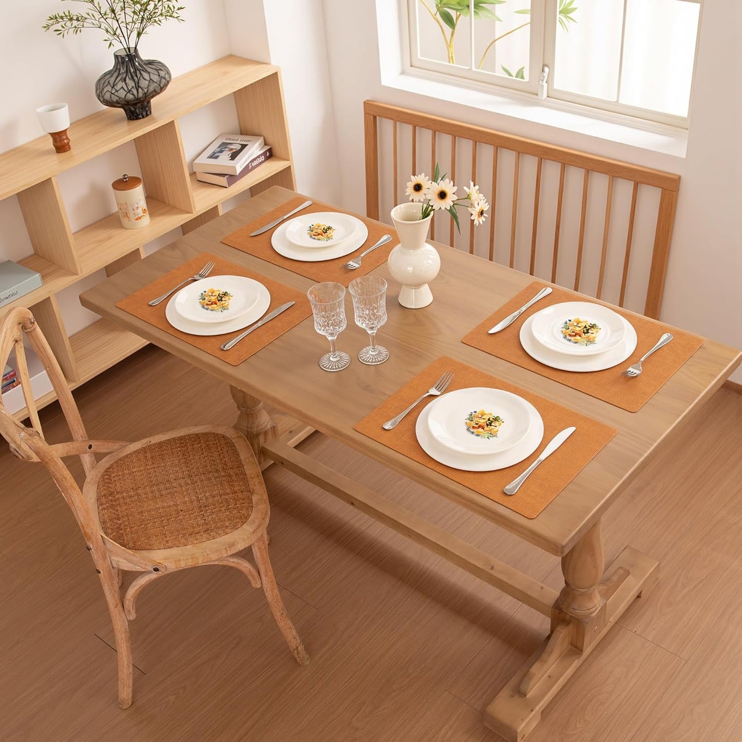 FROMHEART Faux Leather Placemats Set of 6–Waterproof,Heat/Oil Stain-Resistant PU Table
