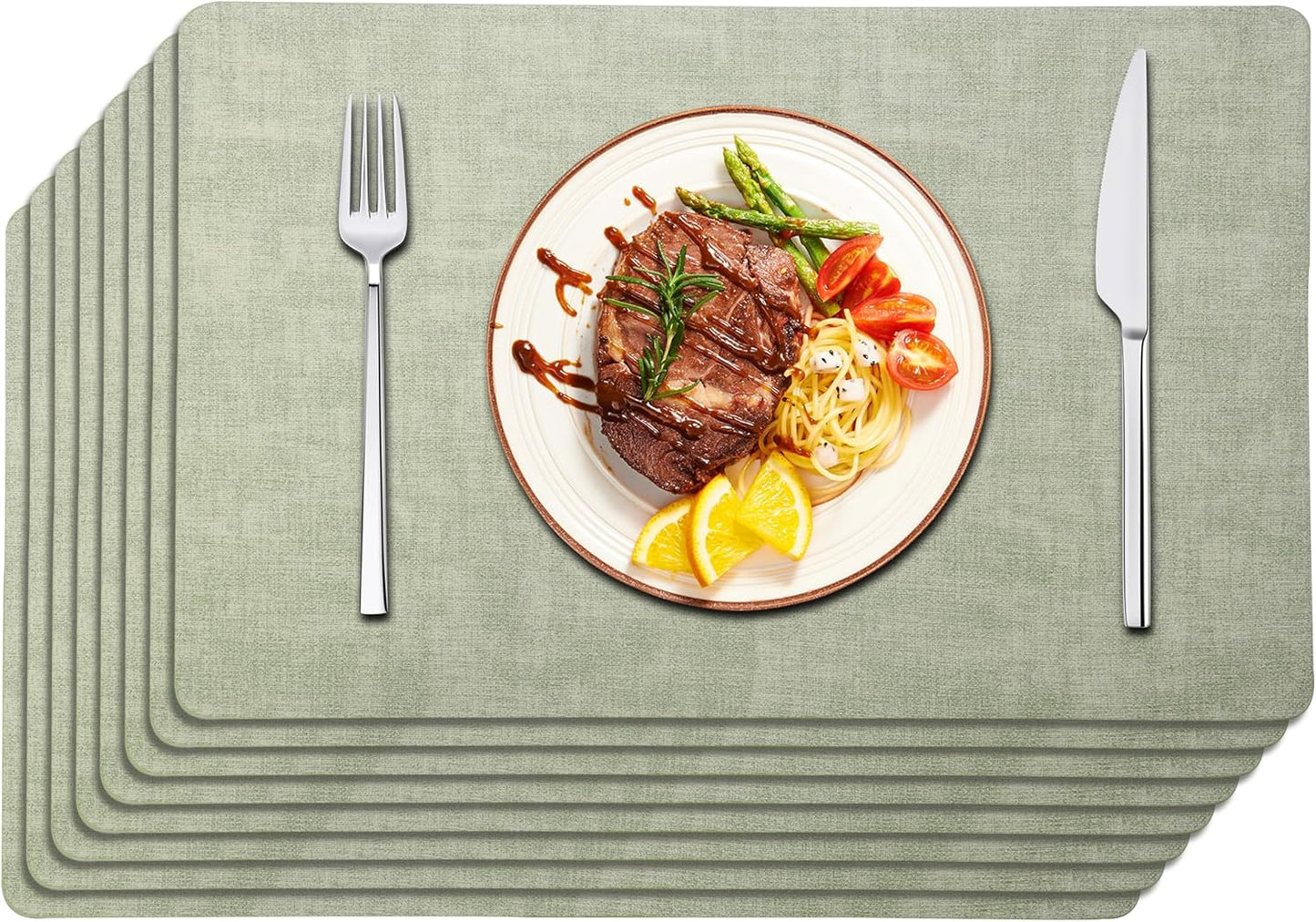 Maxpearl Faux Leather Placemats Set of 8 – Waterproof, Wipe Clean, Heat Resistant, Non-Slip Dining