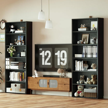 IRONCK Bookshelves and Bookcases Set of 2 Floor Standing 6 Tiers Display Storage Shelves 70 in Tall