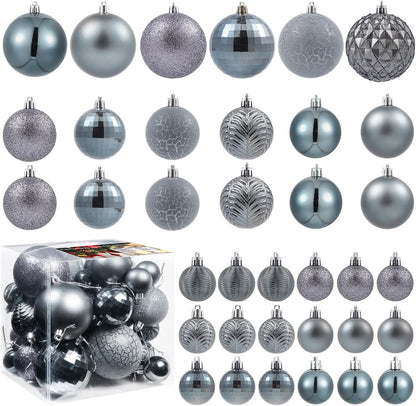 LANGXUN 36pcs Gery Christmas Tree Decorations Balls, Bolas De Navidad, 2025 Christmas Decor, Indoor