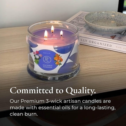 PartyLite Wild Sage & Rosewood Scented, Notes of Sage Leaf, Rosewood, Geranium Petals and