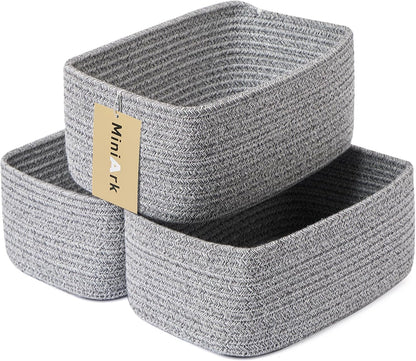 Small Storage Baskets for Organizing | Closet Organizer Bins | Shelf Toy Basket | Woven Rope
