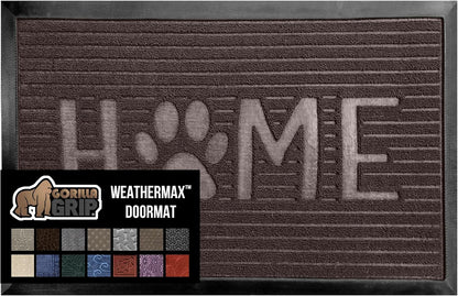 GORILLA GRIP 100% Waterproof All-Season WeatherMax Doormat 35x23, US Designed Natural Rubber, Stain