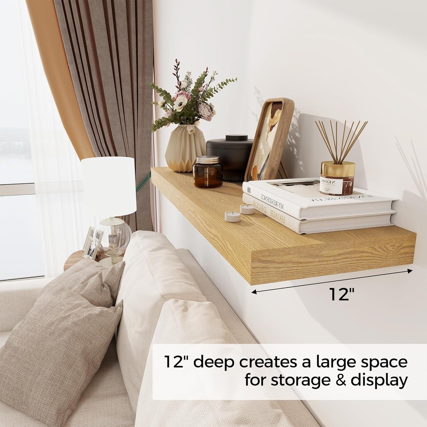 Floating Shelves 36 Inch Long, 12 Inch Deep Floating Shelves for Wall, 36 x 12 Shelves for Wall