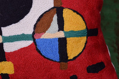 Lumbar Kandinsky Red Modern Pillow Cover Counterweights Mid Century Chair Cushions Red Abstract