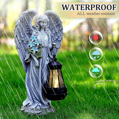 Solar Angel Outdoor Garden Decor Statues – 13.2 inches Solar Outdoor Sculptures for Outside Yard