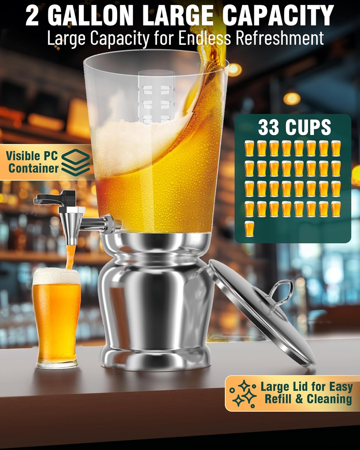WantJoin Beverage Dispenser With Stand -2 Gallon Beverage Dispenser Drink Dispenser w/Upgraded Dual
